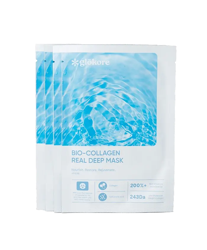 Glokore Bio-Collagen Mask 4-Pack Biocellulose Sheet Mask USA 2026 Glass Skin Glow